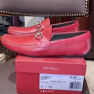 ★★★   Ferragamo  9  ( 27〜27.5 cm 相当) EE $795 Salvatore Ferragamo Gancini Bit Pebbled Leather Loafers